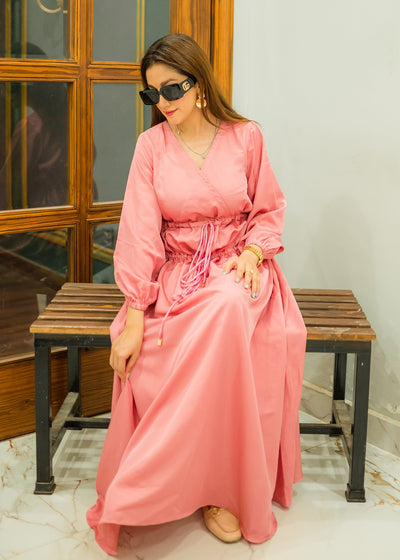 Sun-dress maxi abaya (pink)