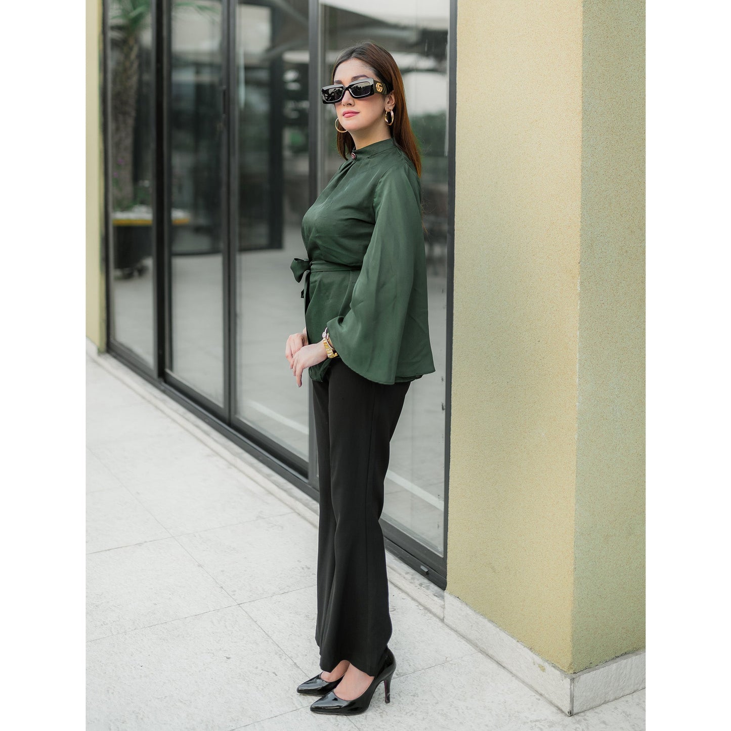 Grace top shirt (emerald green)