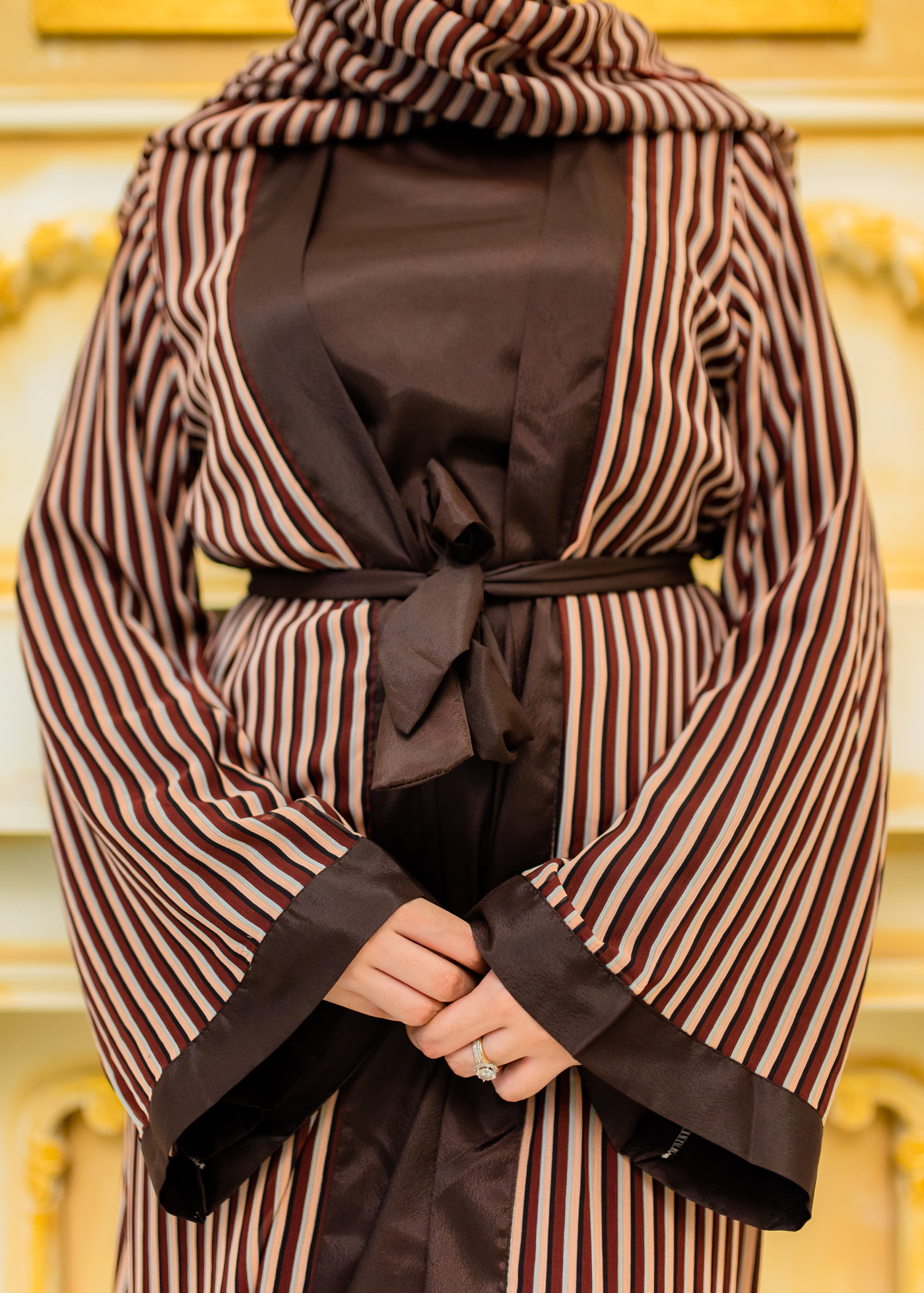 Brown Strips abaya