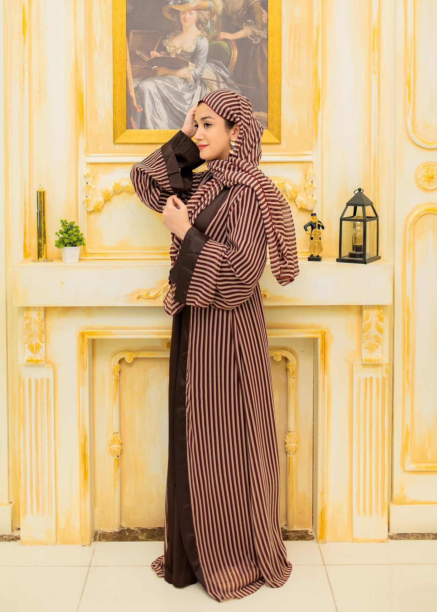 Brown Strips abaya