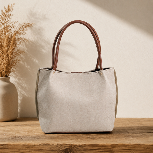 Daily Tote Canvas Bag - Premium Woven Fabric Beige