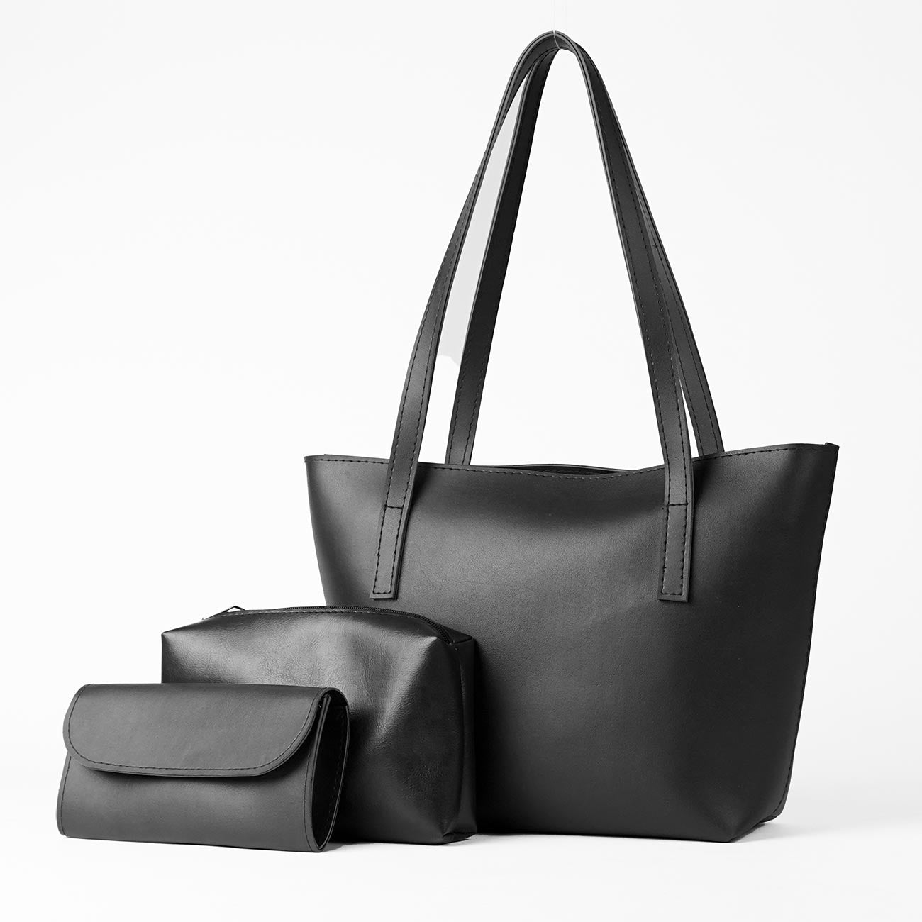 Carry tote set of 3 bag Black