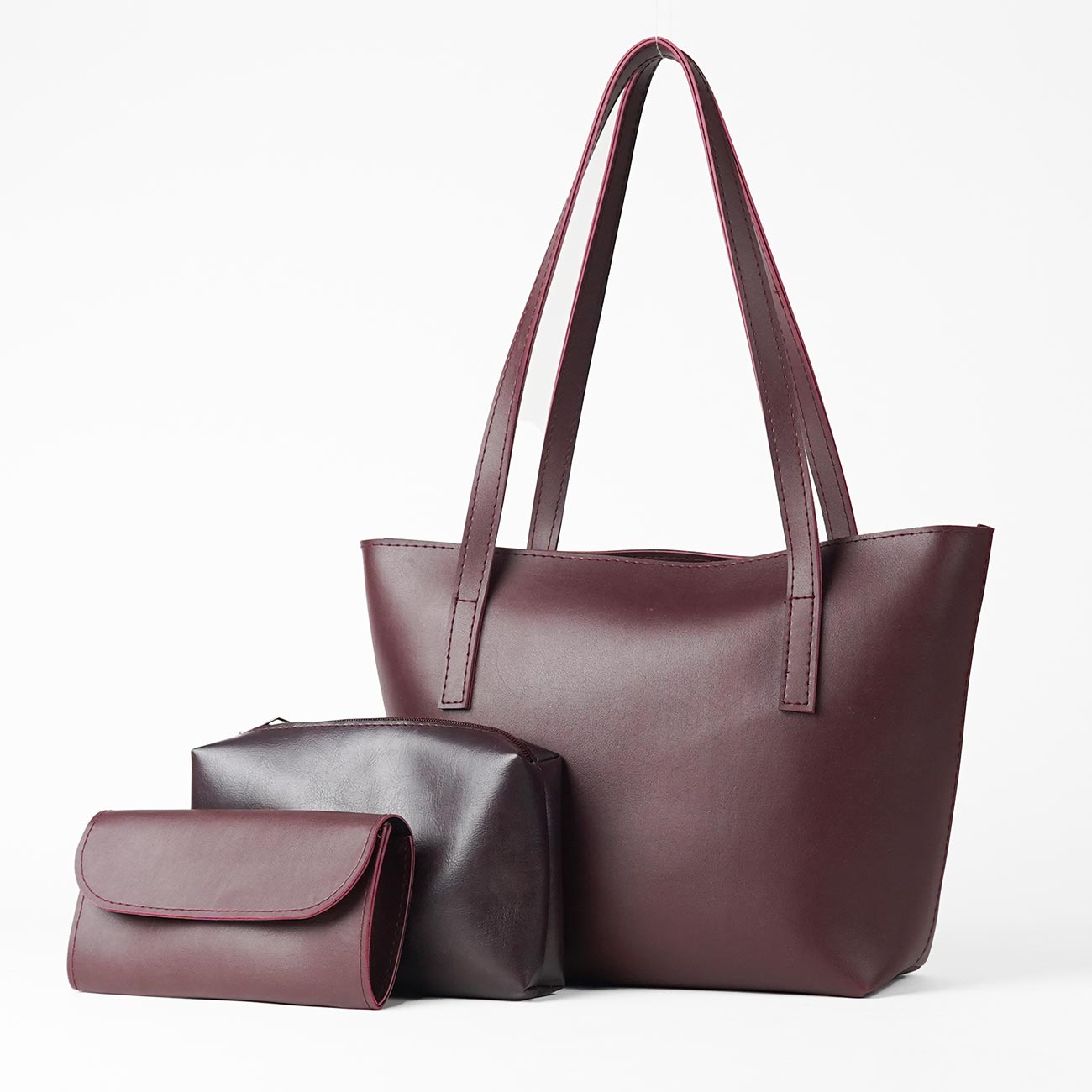 Carry tote set of 3 bag Maroon